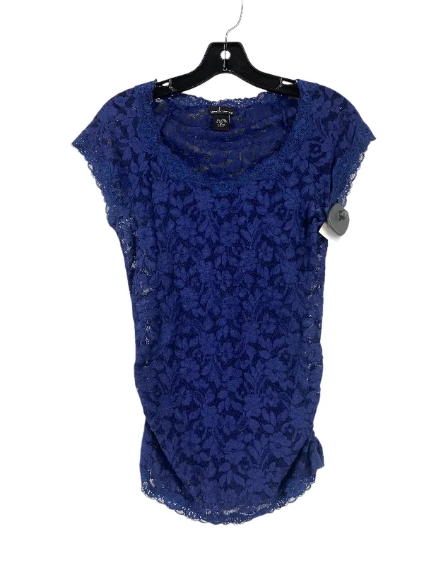 Top Short Sleeve By Moda Intl In Blue, Size: S