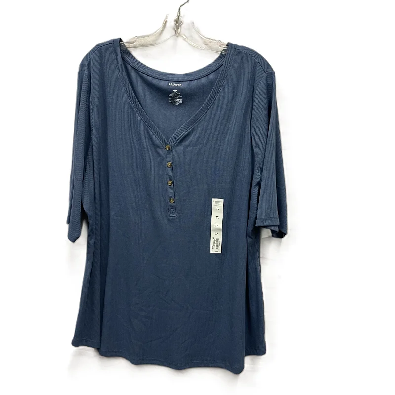 Top Short Sleeve By Sonoma In Blue, Size: 2x