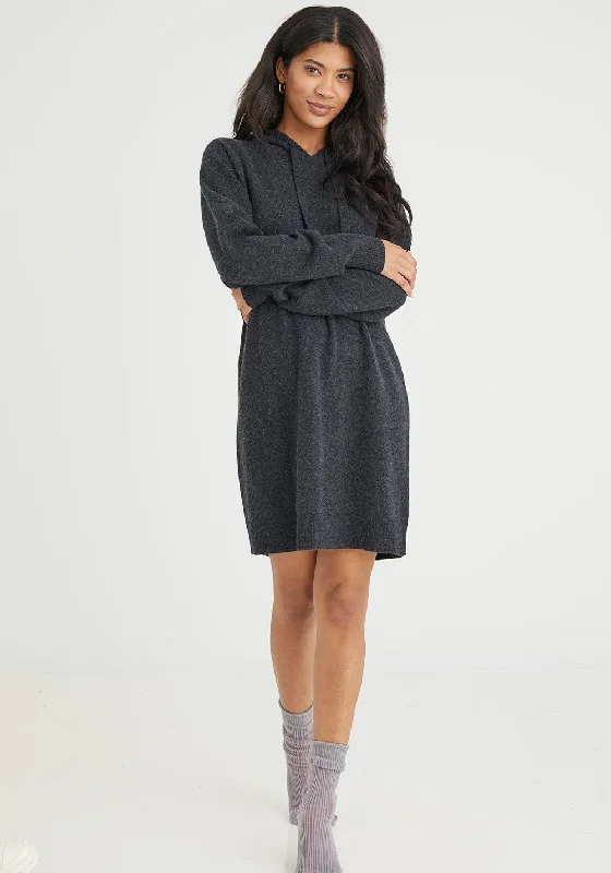 Cashmere Long Sleeve Hoodie Dress - Heather Charcoal