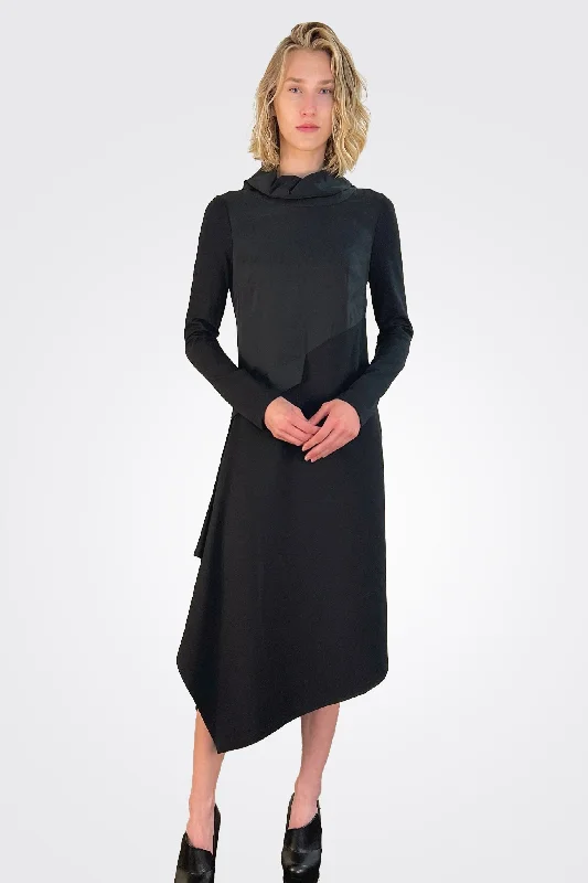 Long Sleeve Dress - Nero Graphite