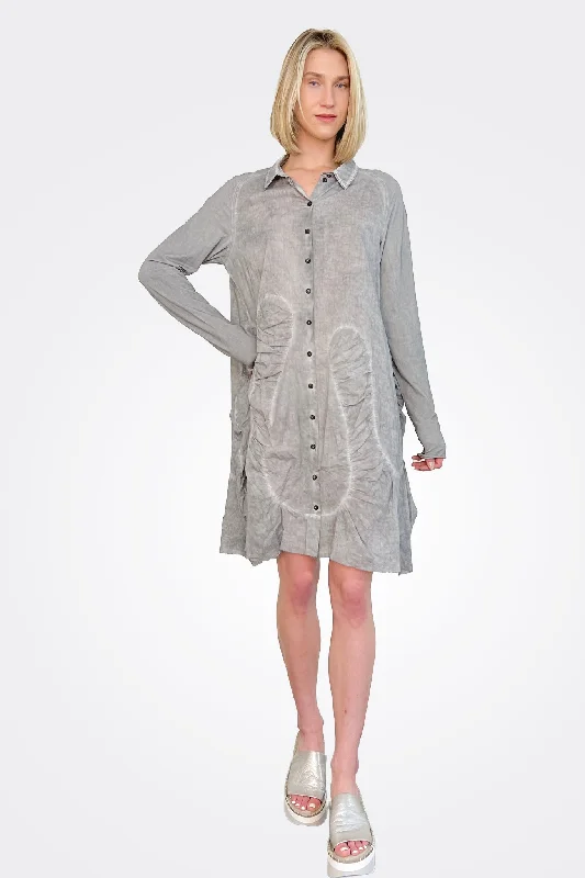 Long Sleeve Shirt Dress - Coal Cloud 70%