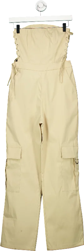 PrettyLittleThing Beige Cargo Trousers UK 6