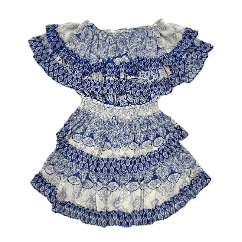 Dress Casual Short By Misa La In Blue & Cream, Size: Xs