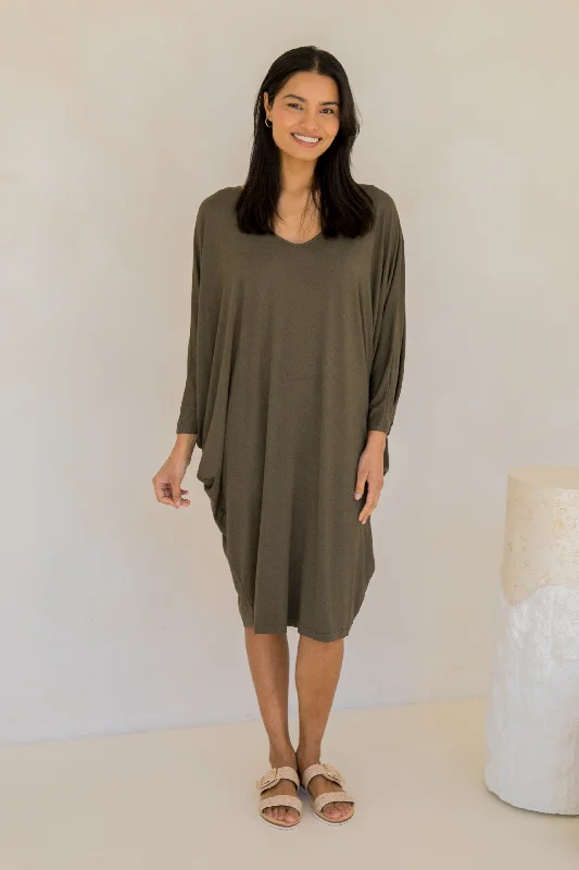 Long Sleeve Miracle Dress | Moss Green