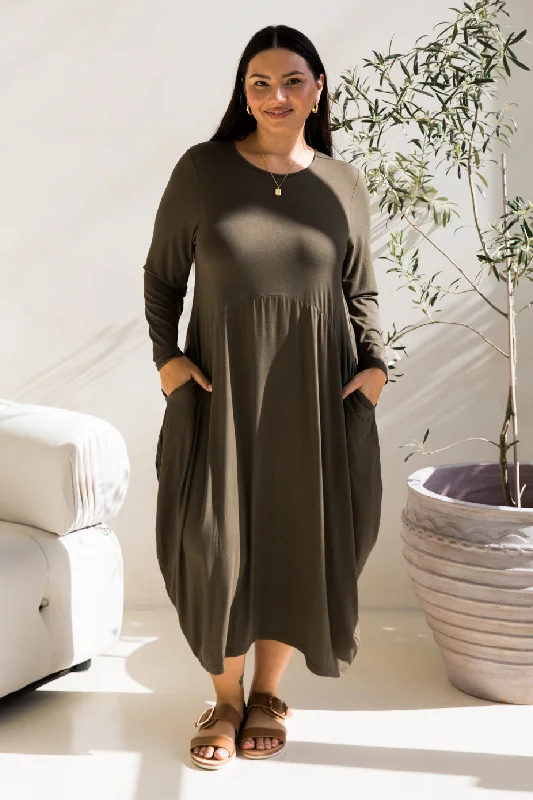 Long Sleeve Soho Dress | Moss Green