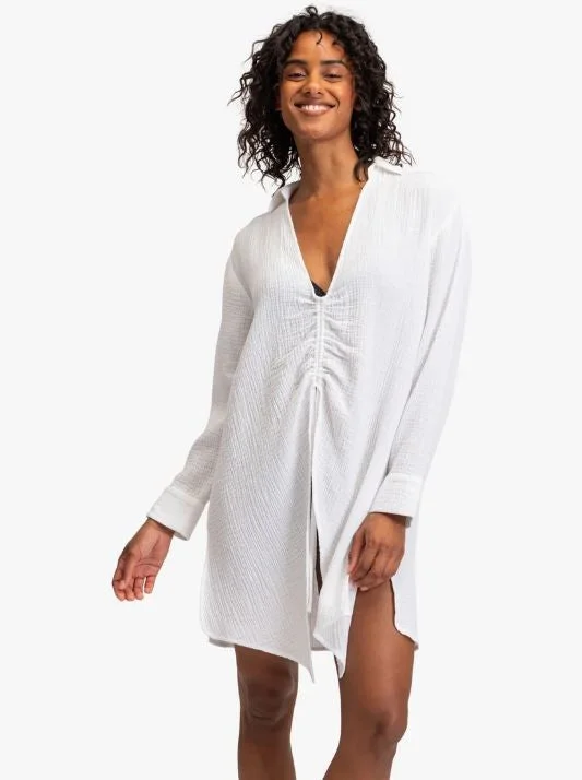 Roxy Cover-Ups Long Sleeves, A Deep V-Neck