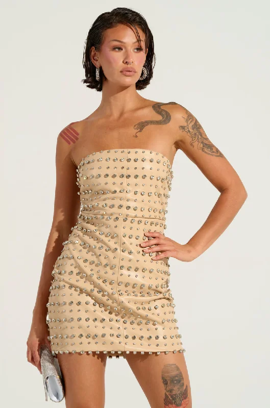 TELL ME ABOUT IT STUD PU MINI DRESS