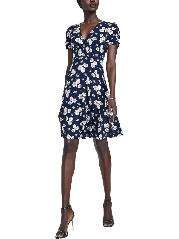 Womens Floral Print Mini Sheath Dress