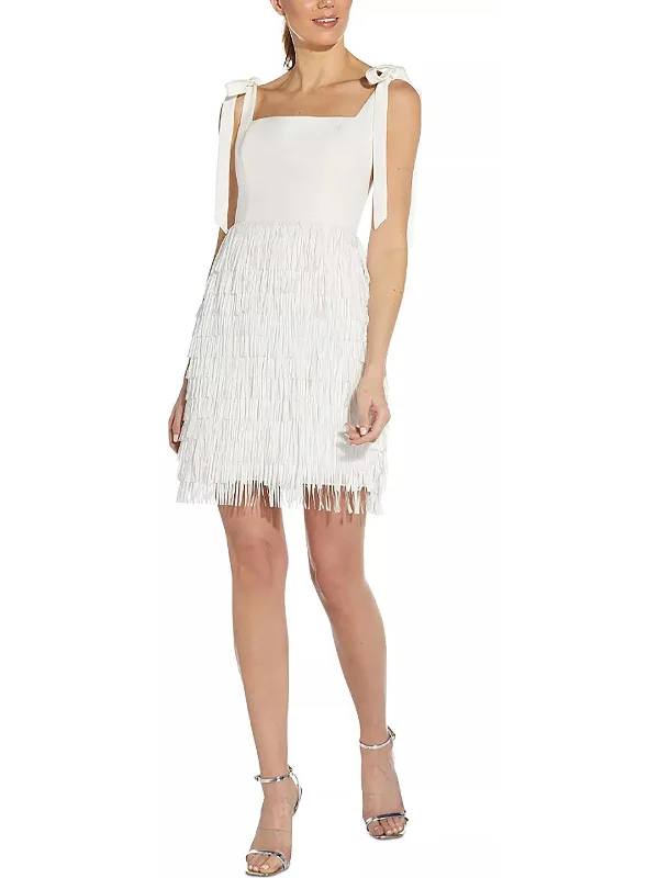 Womens Fringe Short Cocktail and Party Dress