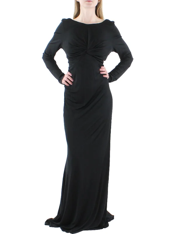 Womens Knit Long Sleeves Evening Dress