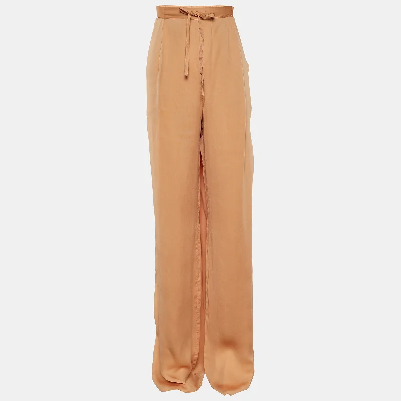 Bottega Veneta Orange Satin Straight Pants