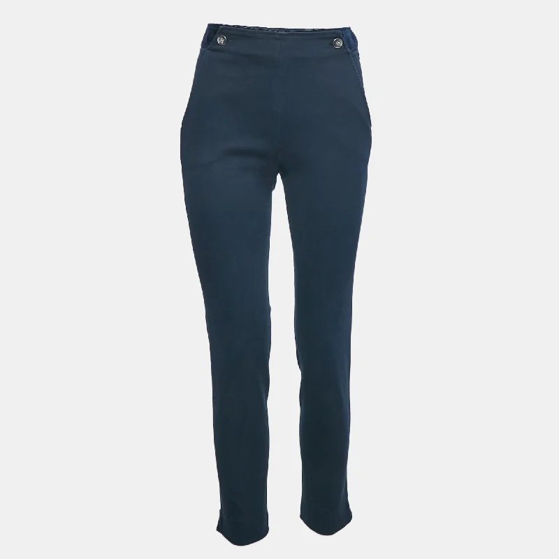 Ch Carolina Herrera Navy Blue Gabardine Cotton Pant