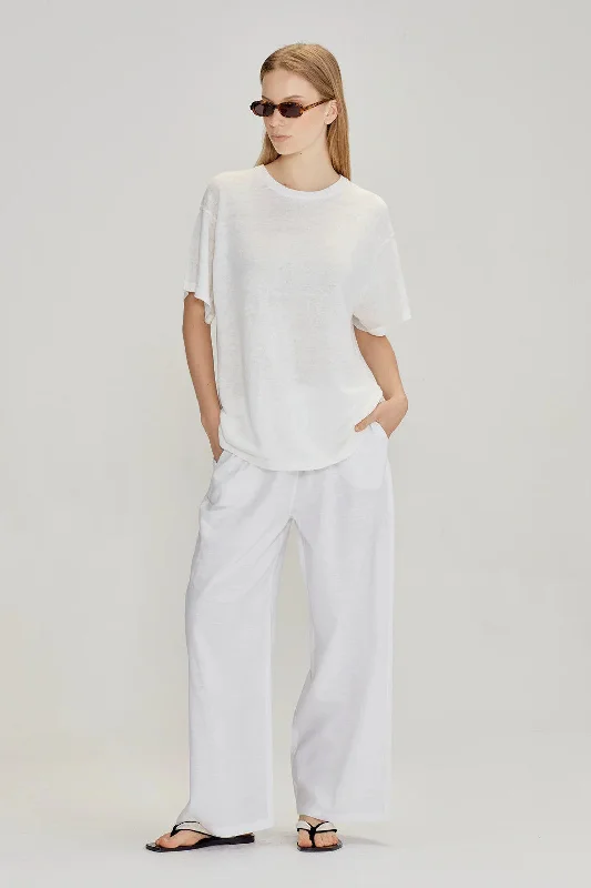 Commoners - Linen Blend Pull On Pant, White