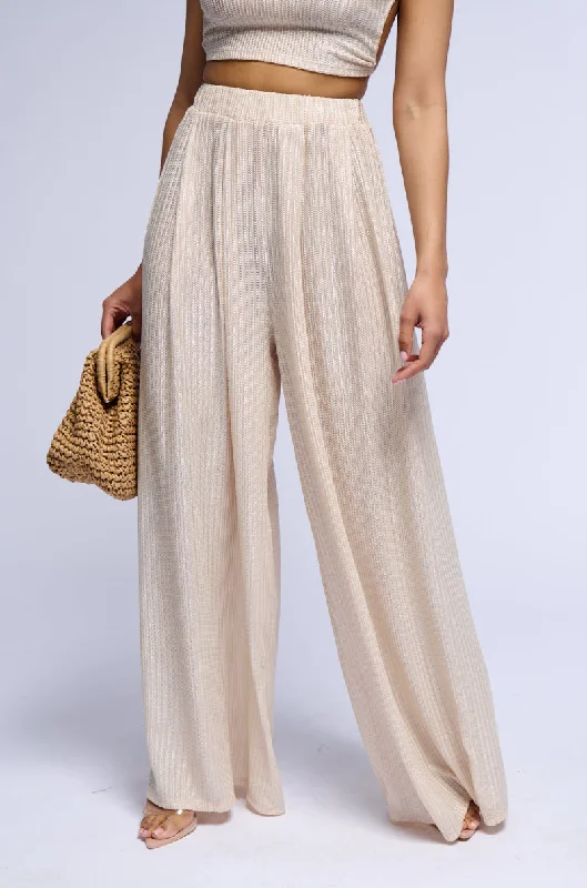 JUST LIKE MAGIC METALLIC KNIT WIDE LEG PANT