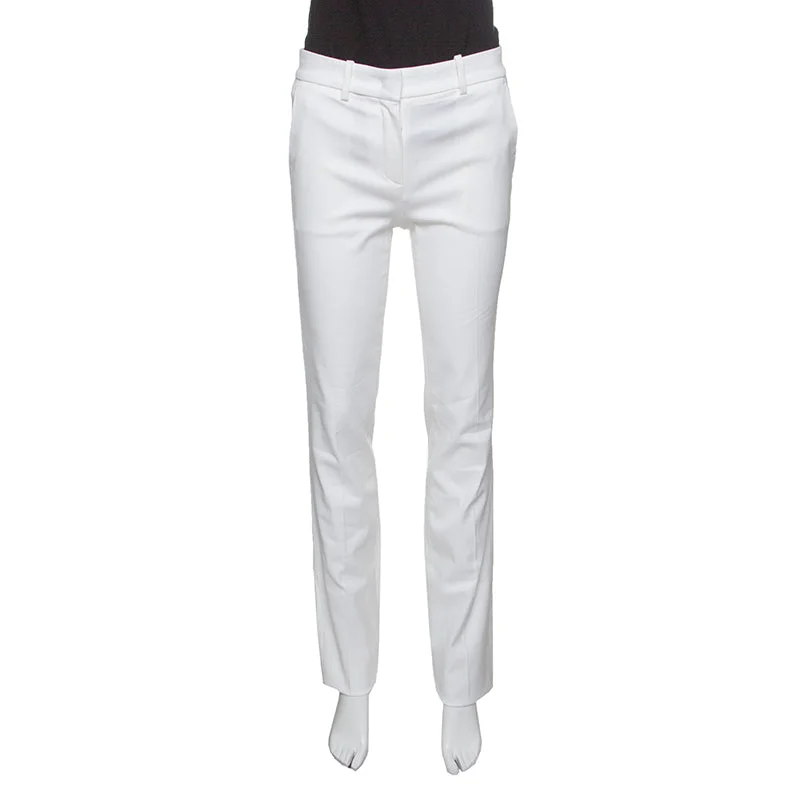 Roberto Cavalli Firenze White Cotton High Waist Straight Fit Pants