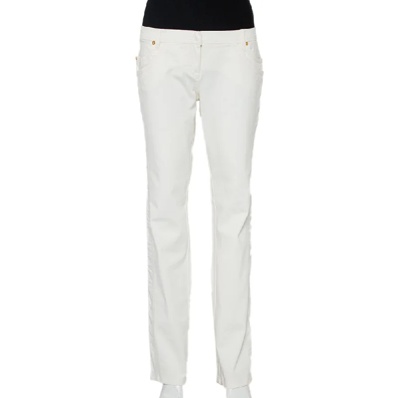 Roberto Cavalli White Denim Straight Leg Jeans