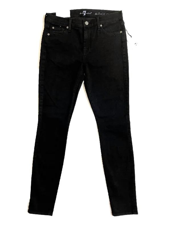 Women's Skinny Stretch Denim Mid Rise Jean In Black