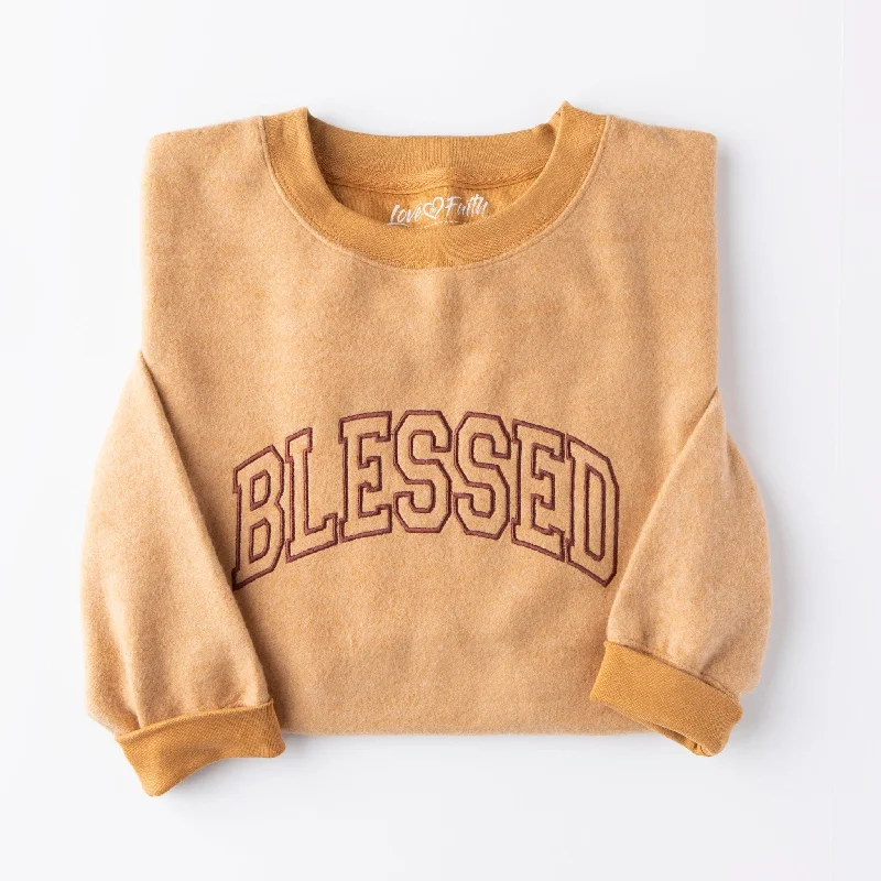 Embroidered Blessed Fuzzy Sweatshirt