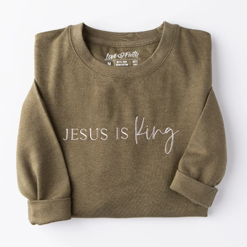 Embroidered Jesus is King Sweatshirt