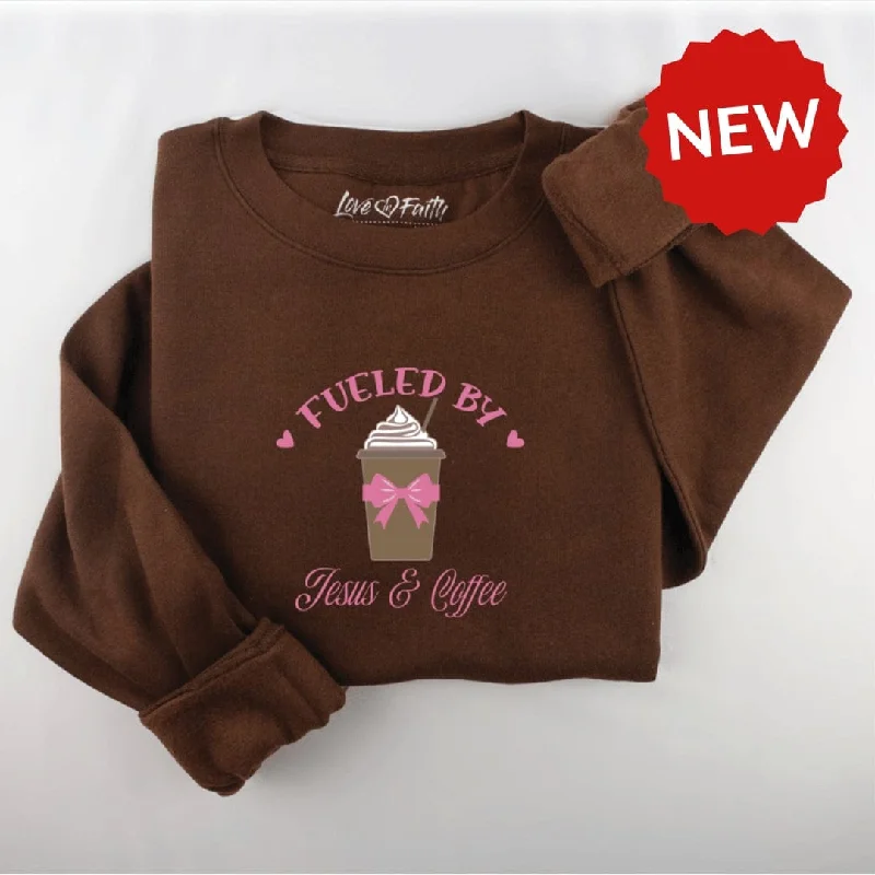 Embroidered Fueled by Jesus and Coffee Sweatshirt