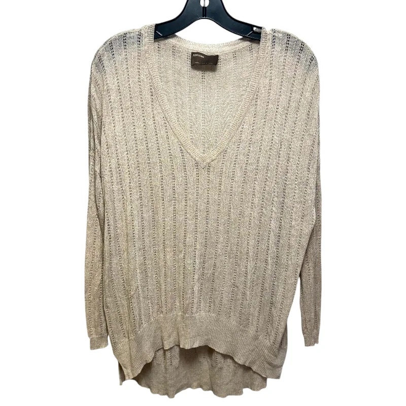 Linen Blend Top Long Sleeve By Kerisma In Brown, Size: M