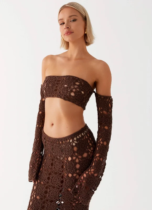 Sorrentino Crochet Long Sleeve Top - Chocolate