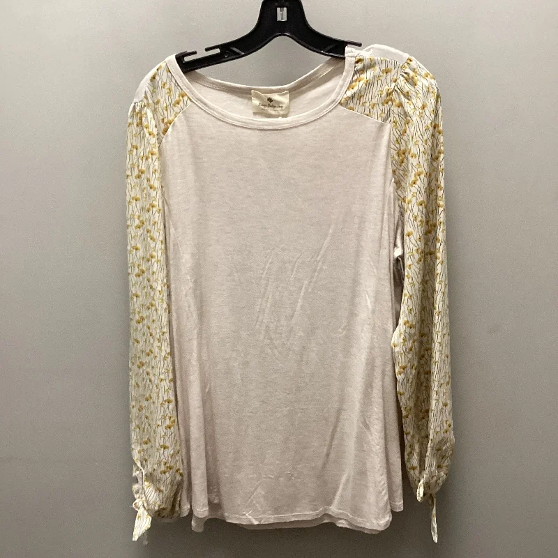 Top Long Sleeve By BETSYS BOUTIQUE SHOP In Beige, Size: Xl