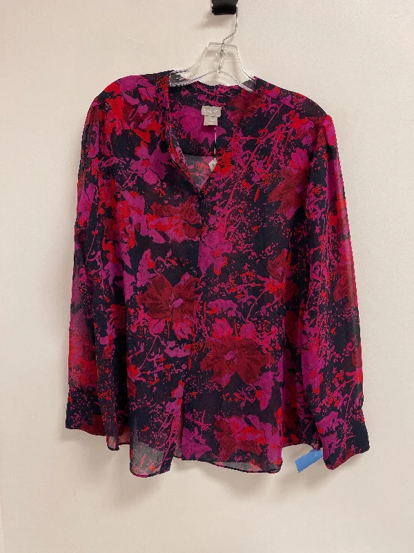 Top Long Sleeve By Chicos In Blue & Pink, Size: Xl