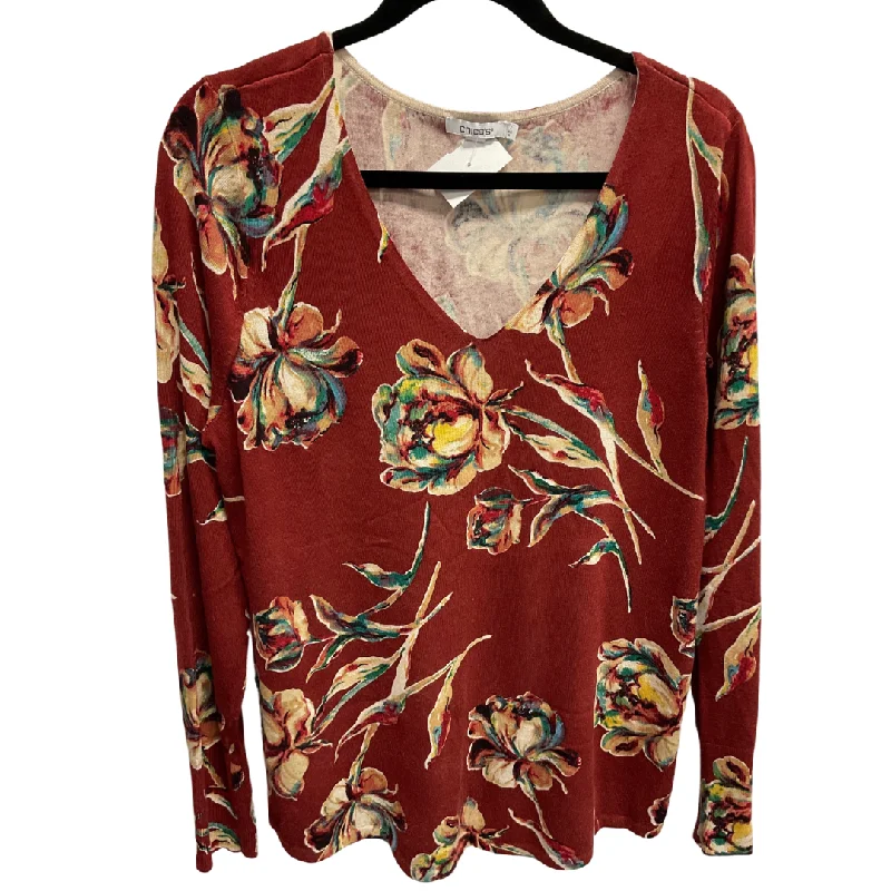 Top Long Sleeve By Chicos In Floral Print, Size: M