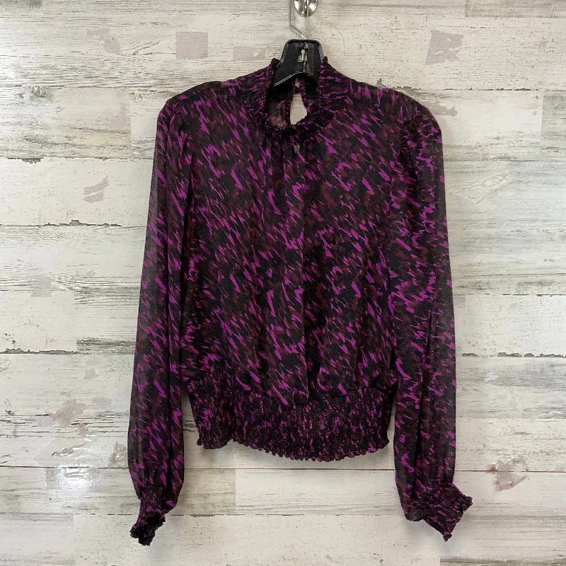 Top Long Sleeve By Express In Black & Purple, Size: L