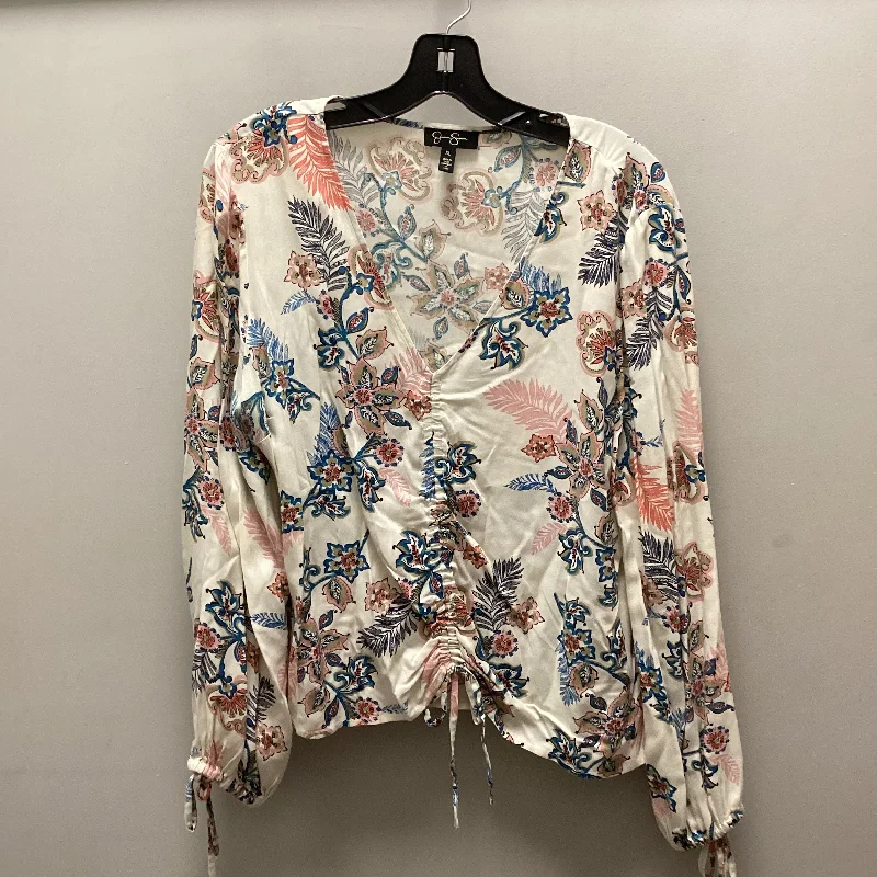 Top Long Sleeve By Jessica Simpson In Cream, Size: Xl