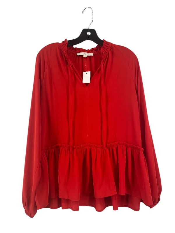 Top Long Sleeve By Loft In Red, Size: S