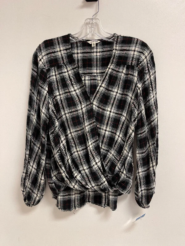 Top Long Sleeve By Max Studio In Plaid Pattern, Size: M