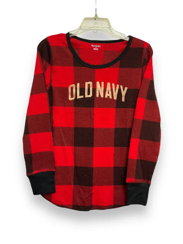 Top Long Sleeve By Old Navy In Plaid Pattern, Size: M