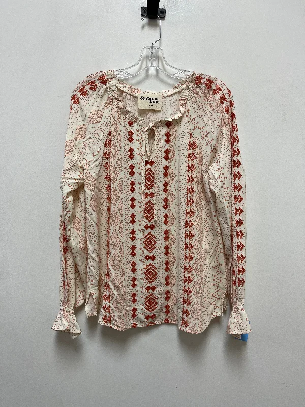 Top Long Sleeve By Savanna Jane In Cream, Size: M