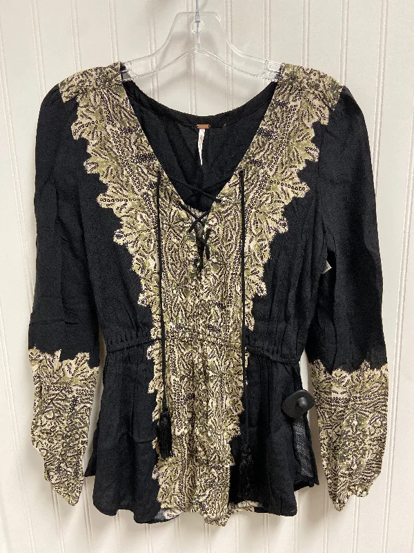 Tunic Long Sleeve By Free People In Black, Size: Xs