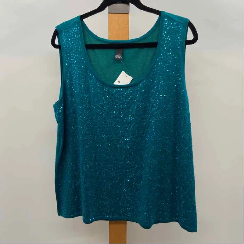 Alfani Women's Size 2X Teal Sequins Sleeveless Shirt