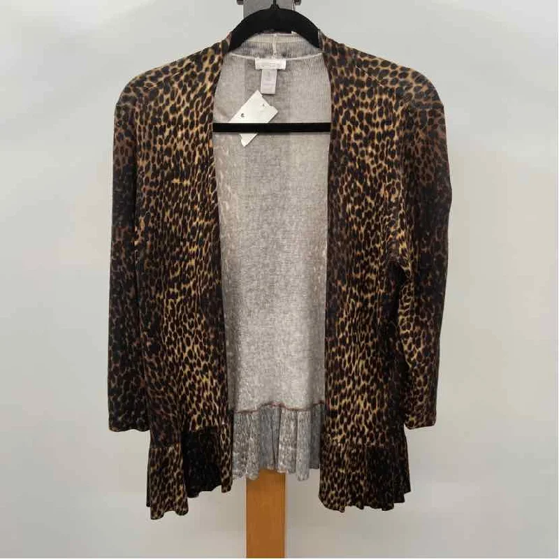 Chico's Women's Size M Brown Animal Print Long Sleeve Shirt