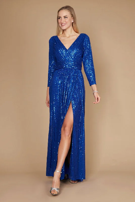 Long Sleeve Sequin Formal Hand Beaded Dress