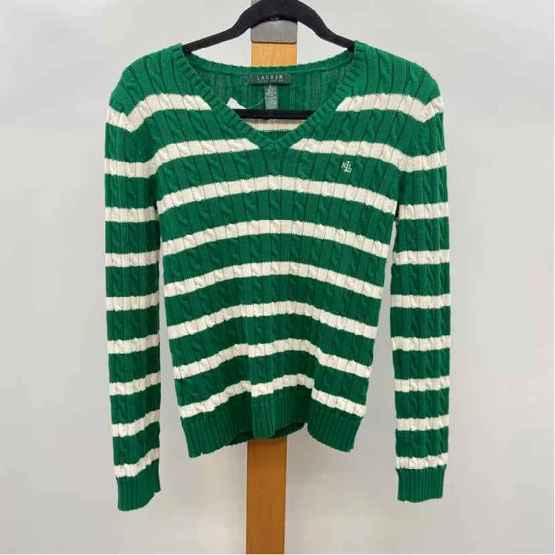 Ralph Lauren Women's Size S Green Stripe Sweater