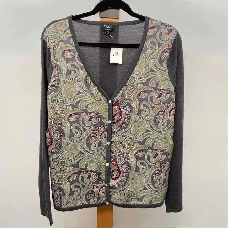 Talbots Women's Size XL Gray Paisley Cardigan