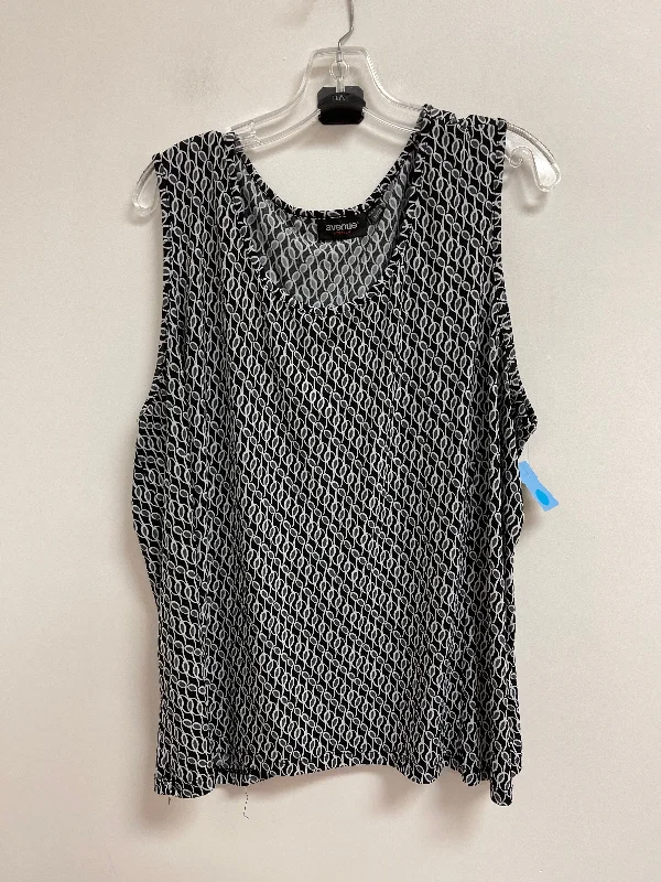 Top Sleeveless By Avenue In Black & White, Size: 4x