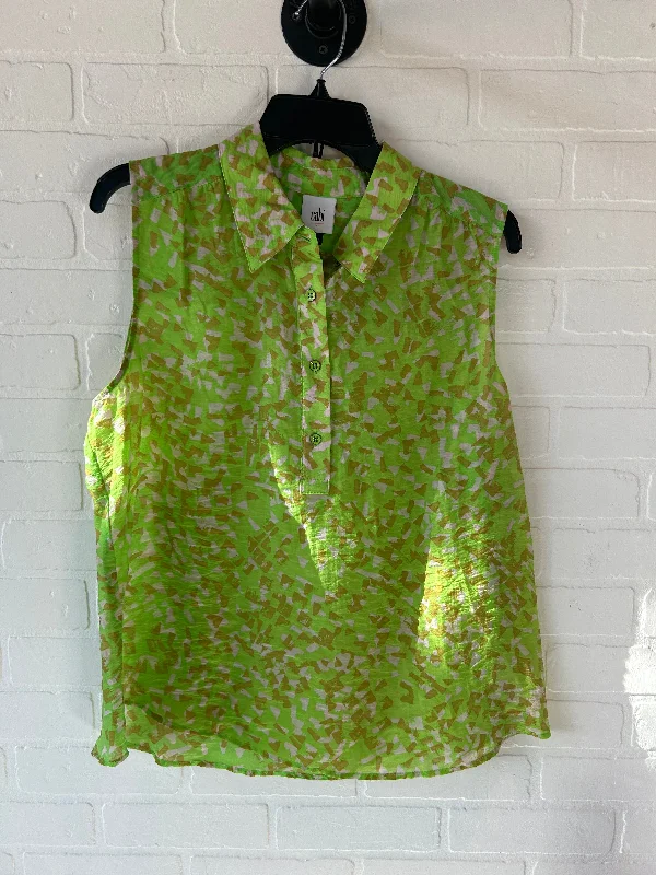 Top Sleeveless By Cabi In Green & Pink, Size: L