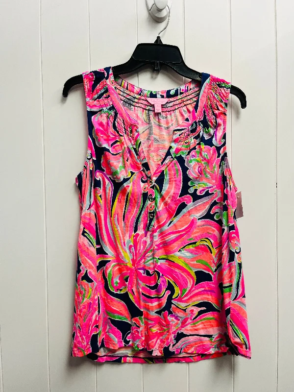 Top Sleeveless Designer By Lilly Pulitzer In Blue & Pink, Size: L