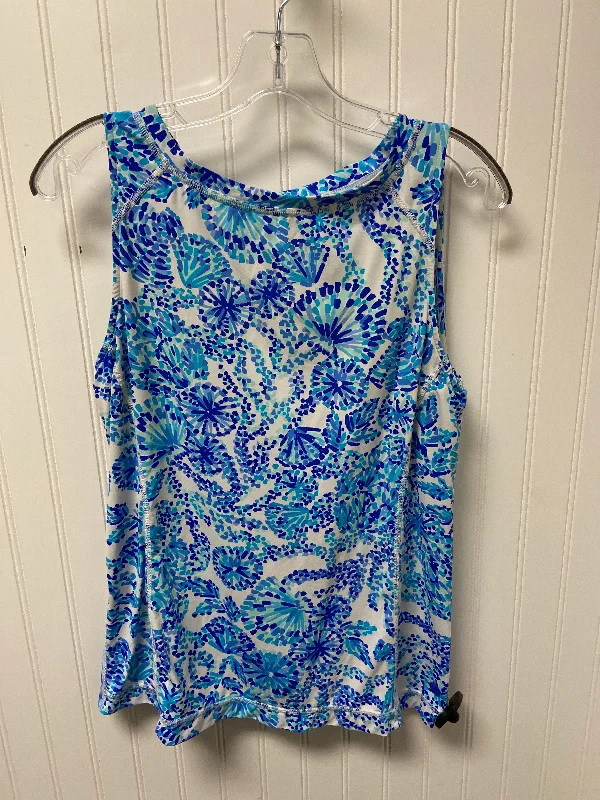 Top Sleeveless Designer By Lilly Pulitzer In Blue & White, Size: M