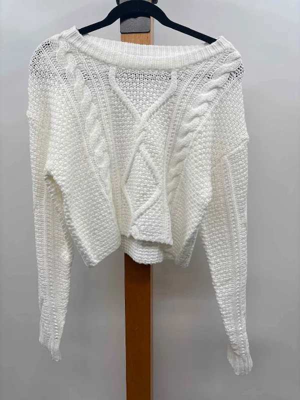 Unbranded Women's Size L White Cable Knit Sweater